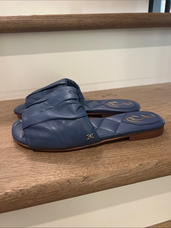 Sam Edelman Shoes - Sam Edelman Blue Quilted Slide Sandals